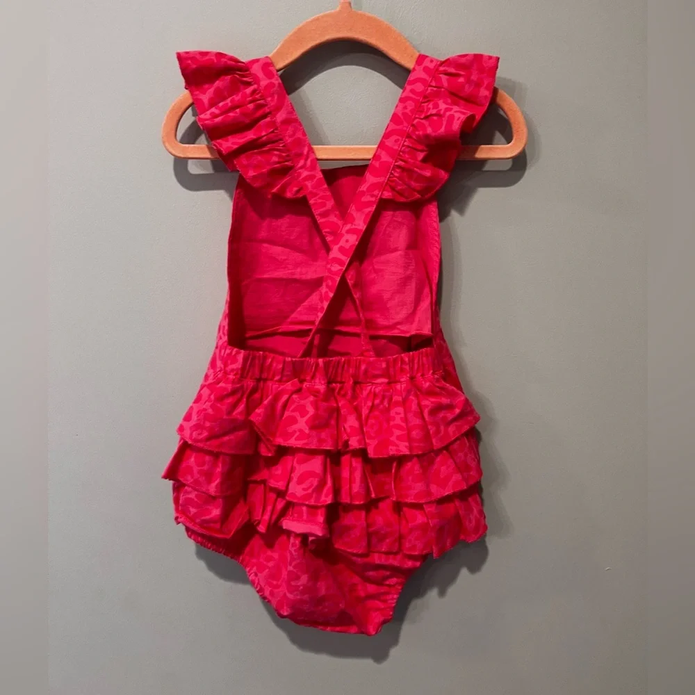 Giselle Poplin Ruffled Strap Bubble Romper, 18-24 months